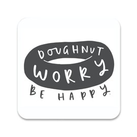 Old English Co. Doughnut Worry Coaster - Glossy Hot Drink Barware Coaster for Office Deck or Table - Cute Fun Motivational Stocking Filler Gift for Her