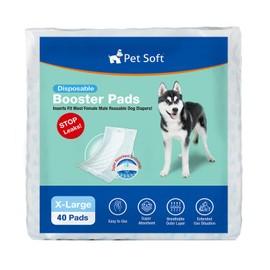 Pet Soft Dog Diaper Liners - Disposable Dog Diaper Booster Pads for Male & Female Dogs fit Most Dog Wraps and Belly Bands Up-Graded (Blue, XL-40ct)
