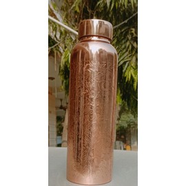 Pure Etching Copper Water Bottle 34 Oz Ayurvedic Leak Proof Copper Vessel for Drinking Water Bottle For Health Benefits, Yoga, Running, Christmas Gift, Wedding Gift, Birthday Gift Capacity-1 Liter