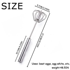 SSKHE Egg Beater Whisk, Stainless Steel Egg Whisk, Hand Push Whisk Blender, for Blending and Whisking