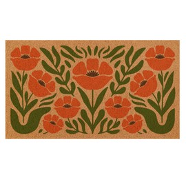 Boho Floral Door Mat Cute Welcome Mat Indoor Outdoor Doormat Mid Century Modern Front Door Mat Outside Entrance 30 x 17 Inches Rug for Entryway, Porch, Patio, Home Decor