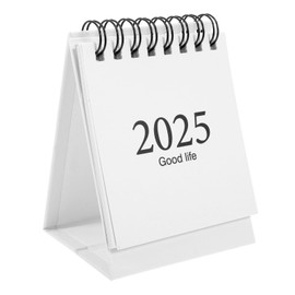 TEHAUX 2025 Mini Desk Calendar, Standing Flip Table Calendar, Mini Daily Schedule for Home Office, White Paper, 4.1X3X2.3Inches