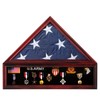 Tieeqe Large Military Shadow Box Solid Wood Burial Flag Display