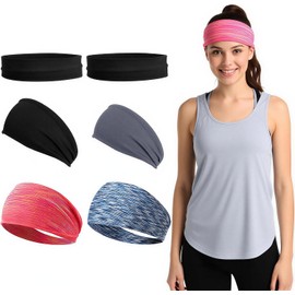 Bandas para el Cabello Deportivas, 6 Piezas Diademas Ejercicio Bandas Elásticas para Hombre y Mujer, Headband Absorbe El Sudor, Secado Rápido, Transpirable para Correr, Ciclismo, Yoga