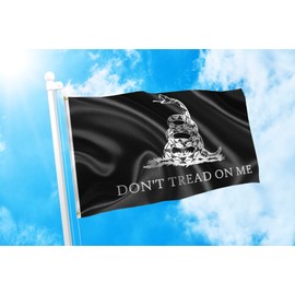 DMSE Black Gadsden Dont Tread On Me Rattle Snake American Revolution Culpeper Minutemen Flag 3X5 Ft Foot 100% Polyester 100D Flag UV Resistant (3' X 5' Ft Foot)