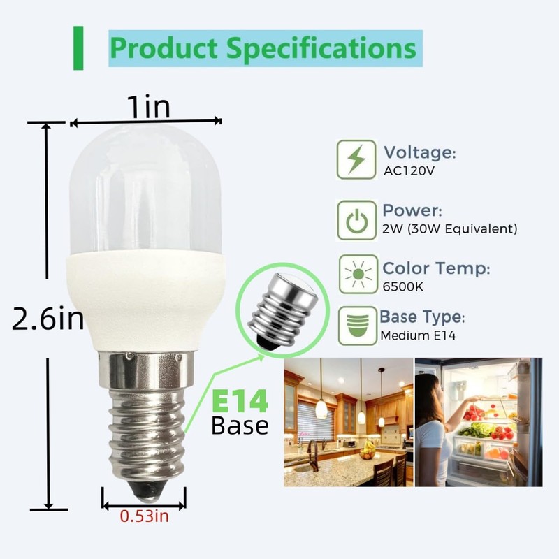Piumeif (2 PCS) W11160686 W11518235 Refrigerator Bulb Light fit for