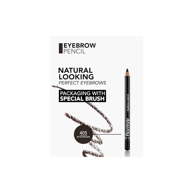 Flormar Eyebrow Pencil 405 Bitter Brown - Long-Lasting & Naturally