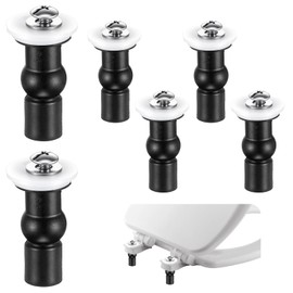 6 Pack Universal Toilet Seat Hinge Screws, Toilet Seat Screws Replacement Kit, Toilets Seats Bolts Rubber Expansion Seats Top Fixing Part Quick Release Tightening for Home Bathroom Toilets Hardware