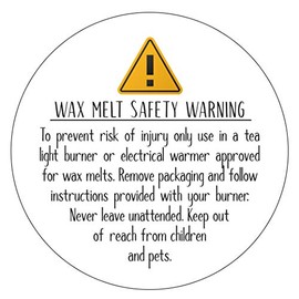 35mm Round Wax Melt Warning Stickers/Labels (Pack of 100, White)