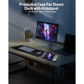 Kickstand Protective Case for Steam Deck,TPU Soft Cover Protector Case Cover with Foldable Stand,Accessories Compatible with Steam Deck,Shock-Absorption,Anti-Slip and Anti-Scratch Design
