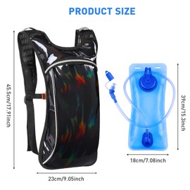 Rave Hydration Pack, Hydration Backpack with 2L Hydration Bladder, Festival Essential Water Backpack for Hiking, Running, Cycling, and Music Festivals