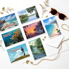 diovanda Florida Postcard Collection, 24 Pcs 4x6 Inches, Vintage Style Travel Landmark Decor for Home & Gifting
