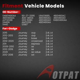 AOTPAT Stable Output Alternator for:-Dodge Journey 2009-2017 2018 2019 2020 (se sxt avp base crossroad express se value) 2.4L L4,12V 160Amp, Upgraded New Alternator OE# 04801490AA A2TX0281 4801490AA