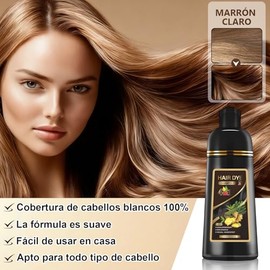 Champú para Teñir El Cabello Negro 4 en 1, Champú Colorante para Hombres y Mujeres, Cobertura de Canas con Ingredientes Herbales, Fácil de Usar y Suav