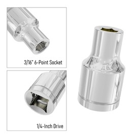 FOCMKEAS 2Pcs 3/16 Inch Shallow Socket, 1/4 Inch Drive, 6-Point, SAE, Heat Treated CR-V Steel Imperial Short Stubby Sockets, Full Polishing, 1 Inch Length