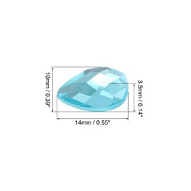 PATIKIL Acrylic Teardrop Gems, 50 Pcs 14x10mm Flat Back Teardrop Rhinestones Plastic Gems for Jewelry Making DIY Craft, Light Blue