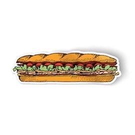 Sub Sandwich Submarine Food Vinyl Car Bumper Window Sticker 3" x 1"