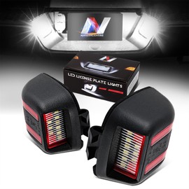 NUVISION LIGHTING NVL-LPL-019 Pair of Black Housing Clear Lens Red C-Pattern Lens LED License Plate Lights Compatible with Frontier/Navara 07-19