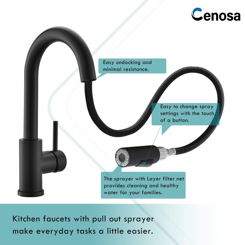 Cenosa Modern Bar Sink Faucet for Kitchen Sink Single Handle