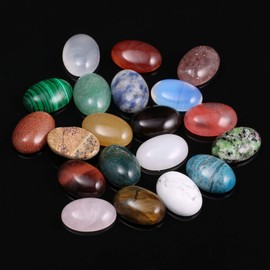 CAB Cabochon Beads Natural Stone Beads for Jewelry Making Natural Stone Oval Random Color Beads Crystal Quartz Stone for Jewelry DIY Size 13x18 mm 20 Pieces