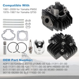 ECCPP New Cylinder Piston Ring Gasket for 1981-2009 for Yamaha PW50 60cc Compatible fit for Cylinder Piston Gasket Top End Kit 4J2-11111-00-00