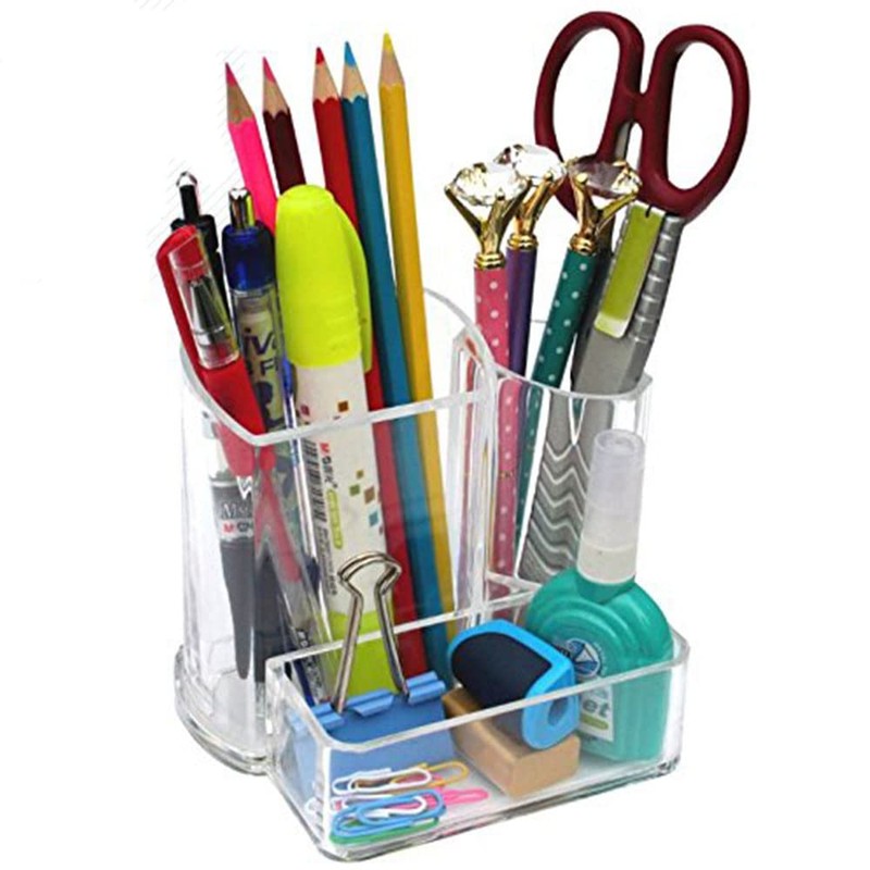 Makeup Brush Holder, Acrylic Transparent Cosmetic Display Holder with 3