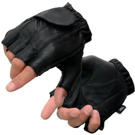 Milwaukee Leather SH442 Men's Black Leather Gel Padded Palm Fingerless Motorcycle Hand Gloves W/Soft ‘Genuine Leather’ - X-Large