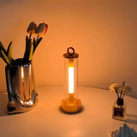 Leroxo Portable Metal LED Table Lamp,Touch Sensor Control Rechargeable Desk Lamp,3-Levels Brightness Bedside Lamp,Night Light for Kids Nursery (Gold-1)