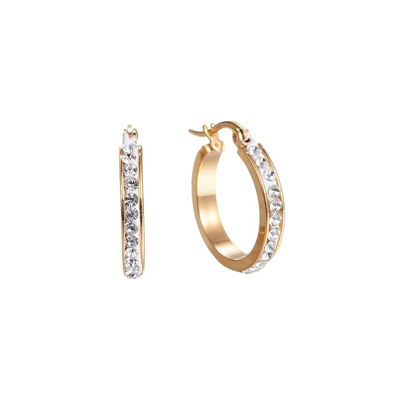 Aretes Arracadas Coquetas Acero Inoxidable Zirconias Blancas (Dorado)