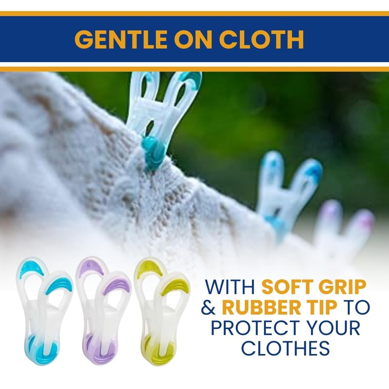 Strong Soft Grip Clothes Pegs for Washing Line Laundry Versatile