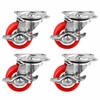 4-Pack Red PVC Swivel Caster Wheels, 1-Inch Furniture Replacement Casters