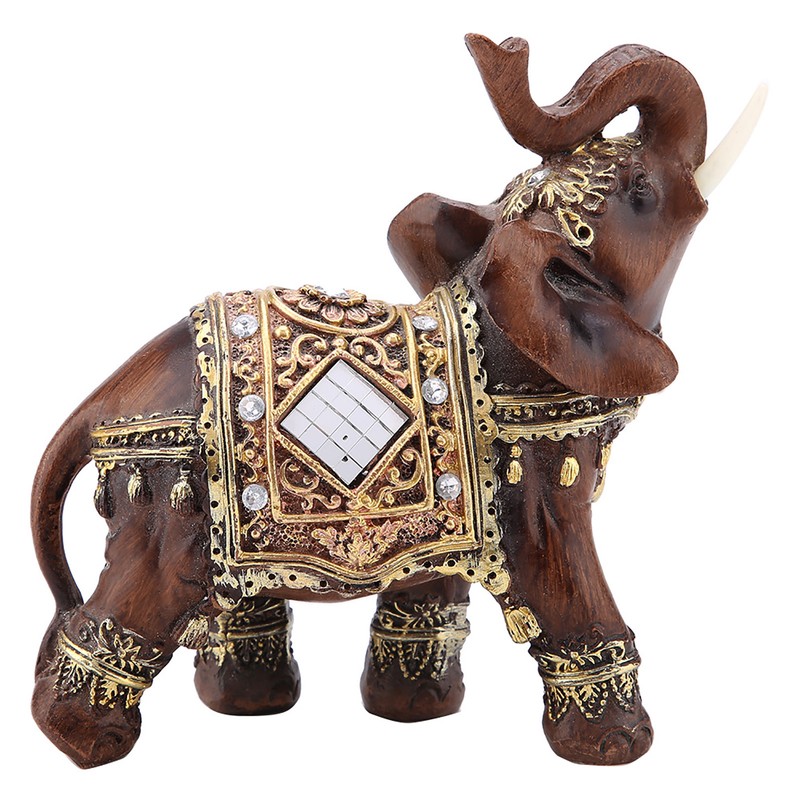 Lucky Feng Shui Wood Grain Elephant Statue Sculpture Wealth Figurine