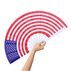 GeGeYa American Flag Fan-Folding Hand Fans-13 inch Large Rave Fan Popping Fan Clacking Fans for Line Dancing Outdoor,Wedding,Party,Decoration (American Flag,1 Pack)