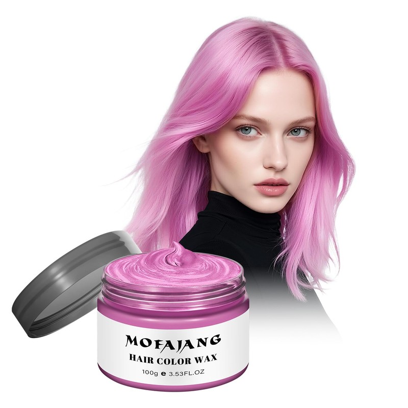 Temporary Pink Hair Color Wax, Washable Temporary Hair Dye for