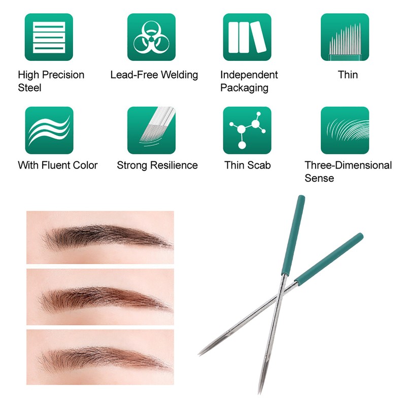 50PCS Professional Eyebrow Tattoo Needles Microblading Pen Shading Blades Permanent