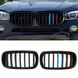 BILLDIO Grill M Color Grille Compatible with 2014-2018 X5 F15 X6 F16（ABS Gloss Black Kidney Grill，Single Slats）