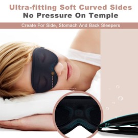 Kids 3D Sleep Mask for Side Sleepers, Zero Pressure & Blackout - Soft Breathable Eye Cover, Adjustable - for Travel, Night Use & Deep Sleep Black