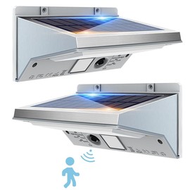 Ladvow Solar Lights Outdoor Motion Sensor Stainless Steel Housed LED Flood Lights Solar Powered Waterproof Solar Motion Porch Sercurity Lights with 3 Lighting Modes for Patio, Garage,Porch, Yard