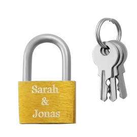 Hanessa Love Lock Engraved Padlock with Your Engraving Wedding Anniversary Gift Idea Name Engraving in Gold
