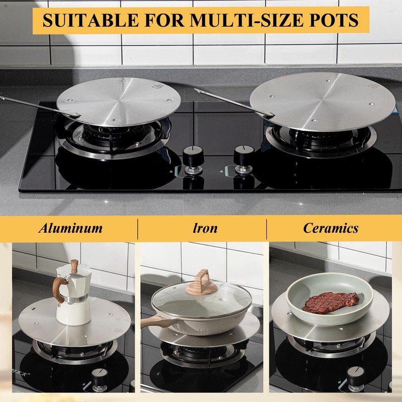 Reallnaive 2 Pcs 9.5'' and 11'' Stainless Steel Induction Adapter