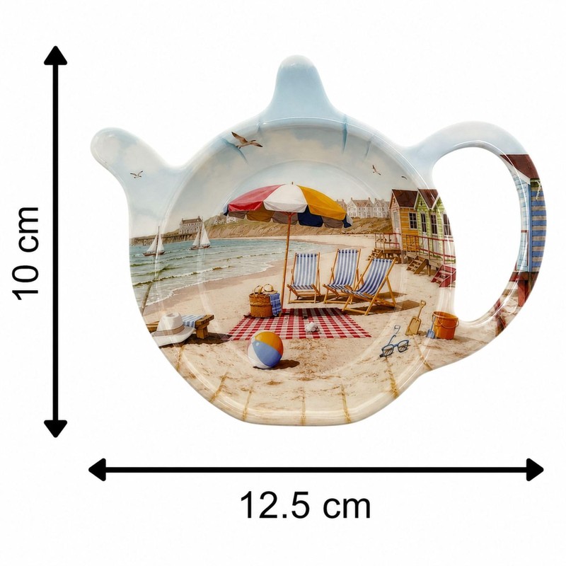 Sandy Beach Tea Bag Tidy, 12cm Nautical Teabag Dish, Coastal