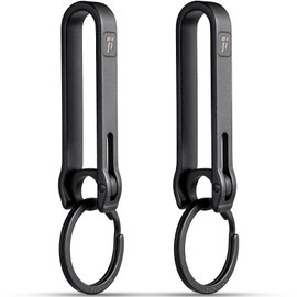 FEGVE Titanium Key Belt Clip Keychain Clip for Men, Belt Loop Key Ring Chain Holder Key Hook for Pants Purse-(black/2pcs)