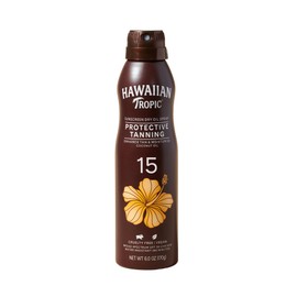 Hawaiian Tropic Dry Oil Tanning Spray Sunscreen SPF 15, 6oz | Protective Sun Tanning Oil with SPF 15 Sunscreen, Oxybenzone Free, 6oz