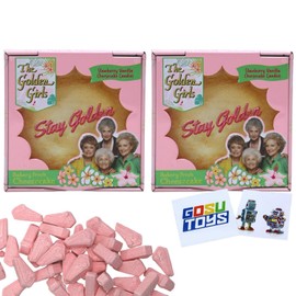 Golden Girls Strawberry Vanilla Cheesecake Candy -- Collectible Candy Tin with 2 GosuToys Stickers (2 Pack)