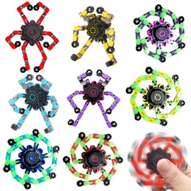 EDLMKM 8pcs Transformable Fidget Spinner Toy, Tip Spin Top, Fidget Toy, Transformer Chain Robot, Funny DIY Fingertip Spin Top Toys for Kids Adults, All Ages