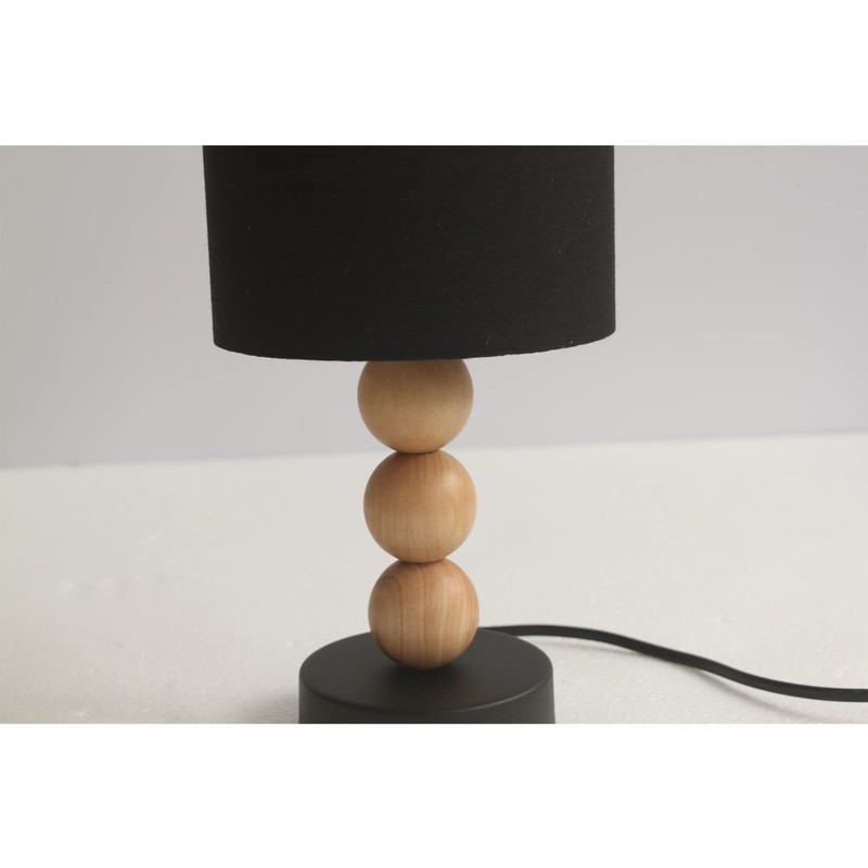 Lexi Lighting Cara Table Lamp, Black/Timber, E14 Lamp Holder, Cozy