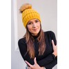 Ever Bloom Women's Knitted Hat with Faux Fur Bobble Removable,