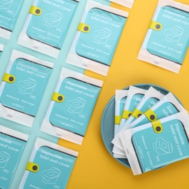 TRIPTIPS Toilet Seat Covers Disposable Travel Pack 20 count｜Faster use-Sticker free｜Waterproof｜XL Disposable Toilet Seat Cover for Adults and Kids, Individually for Public Restroom/Airplane