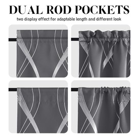 NICETOWN Blackout Curtain for Door Window, Foil Printed French Door Curtains for Living Rooom Rod Pocket Thermal Insulated Door Shade for Kitchen Glass Patio Door, 25" W x 72" L, 1 Panel, Grey