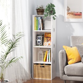 Timy 4-Tier Adjustable Bookshelf, 52 inch Stackable Bookcase Toy Storage for Living Room, Bedroom, Nursery, School and Home Office, White(Set of 4)